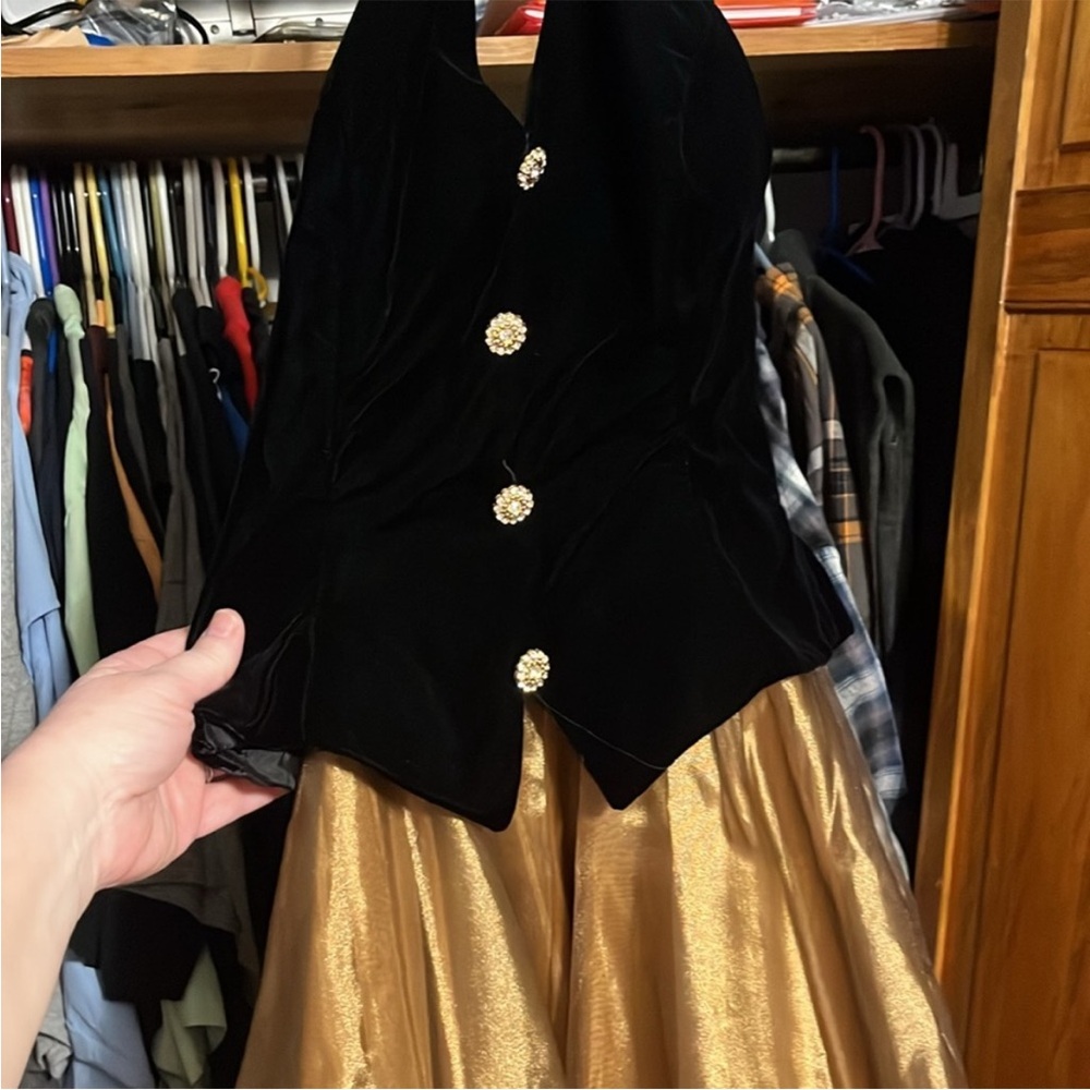 Dave & Johnny vintage Black and Gold Maxi Dress ,  prom dress